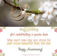 Happy 3rd Marriage Anniversary Best Wishes | Wishes Pics Status Captions, Wedding Anniversary Message