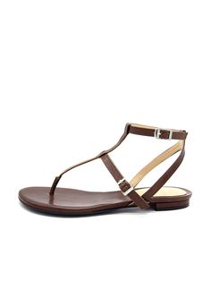 Editor's NotePretty yet comfy sandals will complete your summer look- Gladiator-like strappy sandals- Adjustable fit with the buckles on the straps- The ankle strap secures the feet- Flat design that goes with everything in the summerMeasurement (inch)- KR230(US 6)-KR255(US 8.5)- Height 0.4in.* Fits true to the size* Please refer to the size chartComposition & Care- Goat skin* Deformation or discoloring might happen if in contact with humid air or high temperature* Avoid rain and snow* T-strap Sandals With Buckle Closure For Vacation, Brown T-strap Footbed Sandals For Summer, T-strap Sandals With Ankle Strap For Vacation, Summer T-strap Sandals With Strap Details, Summer Strappy Slingback Sandals With Strap Closure, T-strap Sandals With Buckle Closure, Adjustable Strappy Sandals With Heel Loop, Adjustable T-strap Sandals With Buckle And Single Toe Strap, Adjustable Strappy T-strap Sandals With Buckle