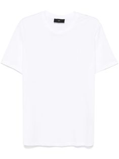 white cotton jersey texture ribbed crew neck short sleeves rubberised logo to the chest straight hem Classic T-shirt With Ribbed Neckline For Summer, Classic White T-shirt With Ribbed Neckline, White T-shirt With Ribbed Neckline And Relaxed Fit, White T-shirt With Ribbed Neckline For Everyday, Minimalist White Crew Neck T-shirt, Classic Crew Neck T-shirt With Ribbed Neckline, Classic Solid T-shirt With Ribbed Neckline, Balenciaga Triple S, Dress Watch