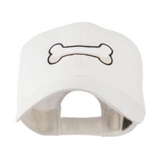 Dog Bone Shape Embroidered Cap Adjustable White Six-panel Baseball Cap, White Baseball Cap With Embroidered Logo, White Cotton Snapback Hat For Baseball Season, White Cotton Snapback Baseball Cap, White Baseball Cap With Cotton Sweatband, White Cotton Trucker Hat For Baseball Season, White Cotton Fitted Hat With Embroidered Logo, White Cotton Fitted Hat With Curved Bill, White Cotton Baseball Cap With Embroidered Logo