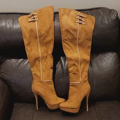 Wild Diva Lounge Over The Knee Boots. Camel Suede Color. Never Used. Bought From Nordstrom Wild Diva Shoes, Shoes Heels Boots, Over The Knee Boots, Over The Knee, Knee Boots, Shoes Women Heels, The Knee, Heeled Boots, Diva