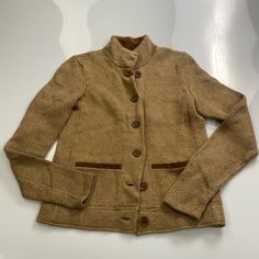 In Excellent Condition Like New! Size Xs!! P26-25 Beige Long Sleeve Tweed Jacket For Winter, Casual Winter Tweed Jacket, Beige Casual Long Sleeve Tweed Jacket, Casual Beige Tweed Jacket, Casual Beige Long Sleeve Tweed Jacket, Casual Beige Tweed Jacket For Winter, Cozy Fitted Outerwear With Button Closure, Ralph Lauren Fall Blazer With Button Closure, Ralph Lauren Button Closure Blazer For Fall