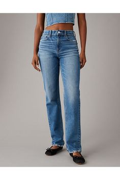 Stretch/Mid-weight structured denim with just enough stretch for everyday comfort/True jean-like fabric that holds its shape/Medium wash Best High Waisted Jeans, Fall 2024 Jeans Outfits, Jeans Fall 2024, Women’s Pants, Jeans For Apple Shaped Women, Wide Leg Jean Outfits, New Jeans Trend, Modest Jeans, Sick Fits