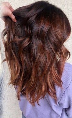 Autumn Balayage Hair, Chestnut Red Balayage, Lob Brunette, Balayage Hair Auburn, Medium Length Auburn Hair Reddish Brown, Cooper Short Hair, Ombre Hair Copper Brown, Ombre Hair Roux, Copper Red Babylights