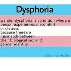 a pink and blue sign with the words dysphoria on it's side