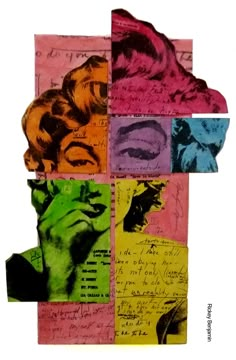 a collage of marilyn monroe's faces in different colors and patterns on paper