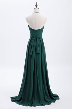 Hunter Green Halter шифон А-лінія довга сукня нареченої Flowy A-line Chiffon Dress For Prom, Chiffon A-line Bridesmaid Dress For Prom Season, Chiffon A-line Bridesmaid Evening Dress, A-line Chiffon Dress For Banquet, Flowy A-line Chiffon Bridesmaid Dress, Chiffon A-line Bridesmaid Dress For Banquet, Chiffon A-line Dress For Prom, Chiffon A-line Dress With Pleated Bodice, Chiffon Banquet Dress With Pleated Bodice