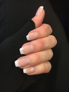 White Tip Nails, French Tip Nail Designs, French Manicure Nails, Ombre Acrylic Nails, Easy Nails, French Tip Acrylic Nails, Her Nails, Ballerina Nails