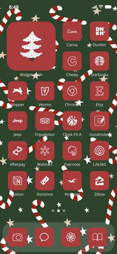 the red and white christmas theme on this phone is very festive with candy canes