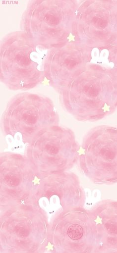 pink bubbles with white stars and numbers on them