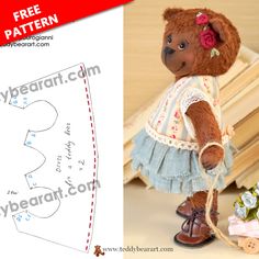 Use a printable teddy bear clothes sewing pattern – a dress for a teddy bear, which is very easy to use. Get the list of materials, a short pattern tutorial, and extra tips. Click on the link for the full article. There is a pattern download guide at the end of the article Making Teddy Bear Clothes, Teddy Bear Dress Pattern Sewing, Teddy Bear Tshirt Pattern, Clothes For Teddy Bears Free Pattern, Build A Bear Clothes Pattern Free, Teddy Bear Clothes Patterns Free Sewing, Bear Shirt Pattern, Teddy Bear Clothes Patterns