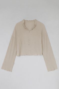 Solid Color V-Neck Shirt Loose Ruffle Long Sleeve Top Beige V-neck Blouse For Layering, Beige Casual Top With Ruffled Collar, Beige Casual Tops With Ruffled Collar, Beige Ruffled Collared Tops, Cheap Clothing, Ruffle Long Sleeve, Shirt Blouses Tops, Spring Outfits Women, Women Shirts Blouse