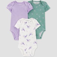 Stock up on baby essentials with this 3-pack set of short-sleeve bodysuits from Carter’s Just One You. Adorable, assorted prints mean endless styling for days on the go plus made with 100% cotton your baby is comfortable all day. Wear one and toss the other in the diaper bag for easy changes when your days are busy. This 3-pack short-sleeve bodysuit set is Standard 100 by OEKO-TEX, so it's certified clean for your little one. Casual Fitted Printed Short Sleeve Bodysuit, Casual Printed Fitted Short Sleeve Bodysuit, Printed Short Sleeve Bodysuit For Summer, Playful Printed Short Sleeve Bodysuit, Fitted Short Sleeve Onesie For Spring, Fitted Short-sleeved Onesie For Spring, Fitted Short Sleeve Printed Bodysuit, Fitted Printed Bodysuit With Short Sleeves, Short Sleeve Bodysuit For Playtime