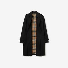 Mid-length Kensington Heritage Trench Coat in Black - Women | Burberry® Official Classic Long Raincoat For Fall, Classic Long Gabardine Raincoat, Classic Long Single Breasted Raincoat, Classic Long Single-breasted Raincoat, Classic Gabardine Raincoat For Work, Classic Long Raincoat, Burberry Trench, Burberry Trench Coat, Trench Coat Black