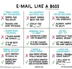 an e - mail like a boss chart with the words, i think it's okay