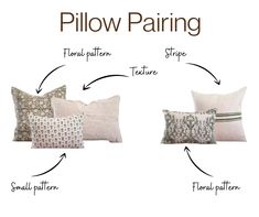 pillows with the words pillow paring on them