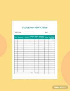 a daily delivery order form is shown on a yellow background with circles around the table