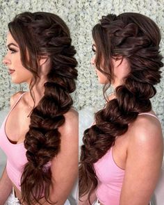 Side Braid Hairstyles For Long Hair, Romantic Side Braid, Barbie Braids Hairstyles, Bridal Hair Side Braid, Bridal Braids For Long Hair, Side Braid Wedding Hair, Long Curly Wedding Hair, Hairstyles For The Summer, Mehendi Makeup