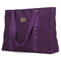 Badgley Mischka Nylon Travel Weekender Bag - Purple Nylon Tote Bags, Travel Tote Bag, Weekender Tote Bag, Lightweight Bag, Nylon Tote, Purple Bags, Weekender Tote, Travel Tote, American Design