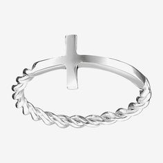 Ring Style: Bands, Stackable RingsFeatures: Nickel Free, Religious JewelryShape: CrossRing Size: 7Metal Color: WhiteMetal: Sterling SilverBand Width: 2mmCare: Wipe CleanCountry of Origin: Imported Rings Bands, Cross Ring, Sterling Silver Cross, Ring Style, A Cross, Favorite Rings, Silver Cross, Jewellery And Watches, Fashion Rings