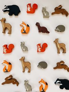 Wooden Woodland Animals - Andnest.com Wooden Woodland Animals, Animals Of The Forest, Nature Inspired Nursery, Woodland Animals Theme, Nursery Decor Inspiration, Handmade Wooden Toys, Diy Bebe, Red Squirrel, Baby Room Design