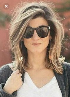 Trendy Medium Length Haircuts Brunette, Medium Layered Haircuts For Thick Hair Over 50, Gray Long Layered Hair, Haircuts For Course Frizzy Hair, Hairstyles Layers Medium Mid Length, Lob Over 50, Mid Length Hair With Long Bangs, Face Framing Layers With Bangs Medium, Bob Shoulder Length Hair