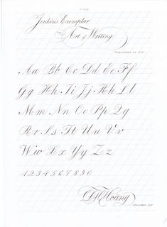 an old fashioned handwriting with cursive writing on it's edges and numbers