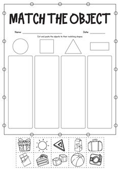 a printable worksheet to teach children about objects