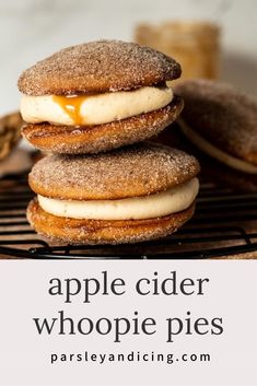 an image of apple cider whoopie pies stacked on top of each other