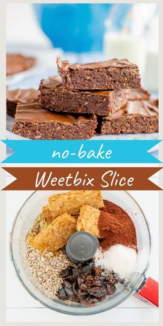 no - bake weetbix slice recipe in a food processor with chocolate and nuts