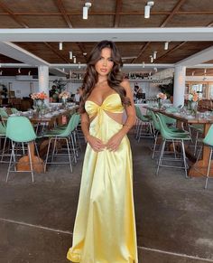 Light Blue Prom Dress, Fancy Clothes, Dress Pictures, Backless Evening Dress, Strapless Prom Dresses, Spaghetti Strap Prom Dress, Yellow Satin