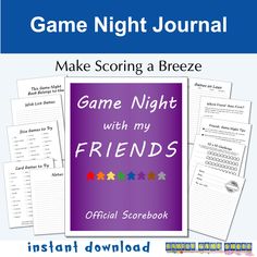 the game night journal is filled with games to help kids learn how to use them