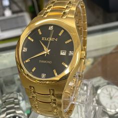 Elgin Men Wrist Watch Size 40mm Diameter In Goldtone In Box Tag Still Brand New Men’s Gold Watch, Mens Wrist Watches, Golden Watch, Chinese Man, Vintage Watches For Men, Wristwatch Men, Vintage Watches, Gold Watch, Be Still