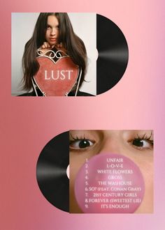 the album cover for lust is shown with an image of a woman's face