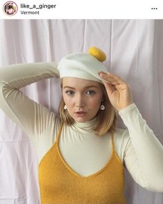 Free egg earrings included!! Each beret is made with 100% soft wool. The egg is made of wool felt. Berets come in three sizes: Baby: 48-50 cm, 18-20 inch Girl: 51-54 cm, 20-21 inch Adult: 22-23 inch Dry cleaning only Egg Beret, Yellow Beret, Snazzy Outfits, Beret Girl, Hat French, Egg Earrings, Cute Egg, French Beret, Wool Beret