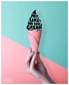 someone is holding an ice cream cone with the words, milk like cream on it