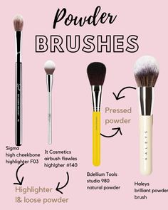 Go to powder brushes #makeup #makeupoftheday #makeuplover Makeup Brushes Amazon, Brushes Makeup, High Cheekbones, Powder Highlighter, Lashes Makeup, Outfit Aesthetic, Prom Makeup, Loose Powder, Makeup For Brown Eyes