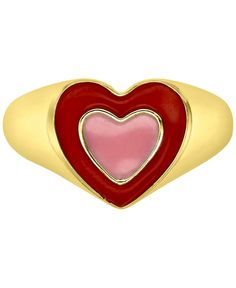 in stock Red Enamel Jewelry For Anniversary, Gold Enamel Heart Ring For Anniversary, Red Heart Ring For Valentine's Day, Gold Heart-shaped Enamel Ring For Anniversary, Red Enamel Jewelry For Valentine's Day, 14k Gold Heart Cut Red Heart Ring, 14k Gold Red Heart Cut Ring, Valentine's Day Yellow Gold Enamel Rings, Gold Heart-shaped Enamel Rings