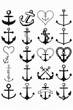 an anchor with hearts and arrows drawn on it