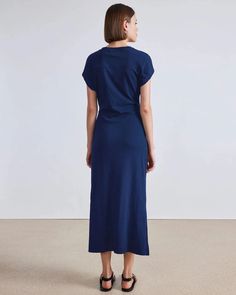 Apiece Apart Vanina Cinched Waist Dress Indigo – Thistle Hill Spring Cotton Midi Dress With Side Slits, Cotton Maxi Dress With Gathered Waist For Daywear, Cotton Maxi Dress With Tie Waist For Daywear, Cotton Maxi Dress With Tie Fastening For Daywear, Cotton Midi-length Loungewear Dress, Cotton Midi Loungewear Dress, Cotton Midi Length Dress For Loungewear, Cotton Midi Dress For Loungewear, Casual Cotton Maxi Dress With Side Slits