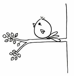 a drawing of a bird sitting on a branch with its mouth open and tongue out