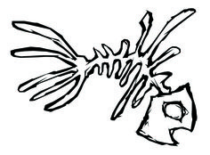 a black and white drawing of a fish