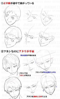 how to draw an anime character's head with different facial expressions and hair styles