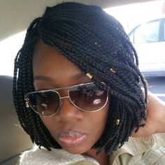 Black Bob Braids Bob Short Box Braids Bob, Small Box Braids Hairstyles, Braids Bob, Pixie Braids