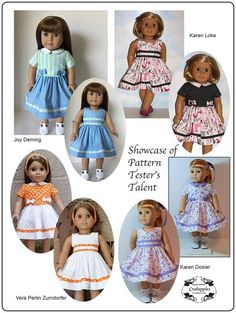 Fifties Flirt Pattern for 18 inch Dolls such as American Girl® | Pixie Faire Dress And Blouse, Sew Doll, Effanbee Dolls, Doll Things