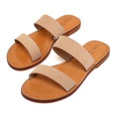 --------ALL ORDERS CAN BE SHIPPED VIA DHL EXPRESS WORLDWIDE--------- 100% Leather 100% Handmade *All smooth cream beige nubuck leather. It is a handcrafted sandal, of authentic and unique Vachetta leather. Slip your feet into these lightweight sandals, and feel absolute comfort. Pictured color: Cream Beige Choose between two different types of outsoles. *Details  -Vachetta leather upper straps. -Vachetta leather foam padded insoles. -Leather soles of excellent quality  -Leather heel 7mm (0.28") Beige Sandals Flat, Minimalist Sandals, Summer Women Shoes, Luxury Sandals, Sandals Luxury, Beige Sandals, Two Strap Sandals, Sandals Flat, Shoes Summer