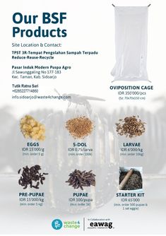 the flyer for our bsf products is shown with different types of items in it