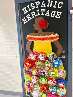 Hispanic Heritage Month Classroom Door, Hispanic Heritage Door Decoration Ideas, Hispanic Door Decorations Classroom, Hispanic Heritage Month Bulletin Board Kindergarten Prek, National Hispanic Heritage Month Ideas, Mexican Heritage Classroom Door, Culture Day At School Ideas, Hispanic Heritage Door Decoration, Latino Heritage Month Door Decorations