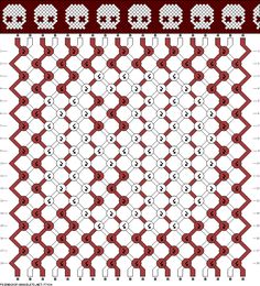 the pattern is shown in red and white, with two rows of circles on each side