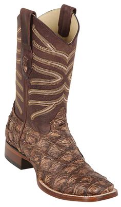 8221085 LOS ALTOS BOOTS WIDE SQUARE TOE PIRARUCU RUSTIC BROWN | Genuine Leather Vaquero Boots and Cowboy Hats | Zapateria Guadalajara | Authentic Mexican Western Wear Brown Crocodile Pattern Snip Toe Boots, Fitted Western Boots With Crocodile Pattern, Western Boots With Crocodile Pattern And Round Toe, Boots Wide, Mens Cowboy Boots, Work Boots Men, Leather Cowboy Boots, Rustic Brown, Wide Boots